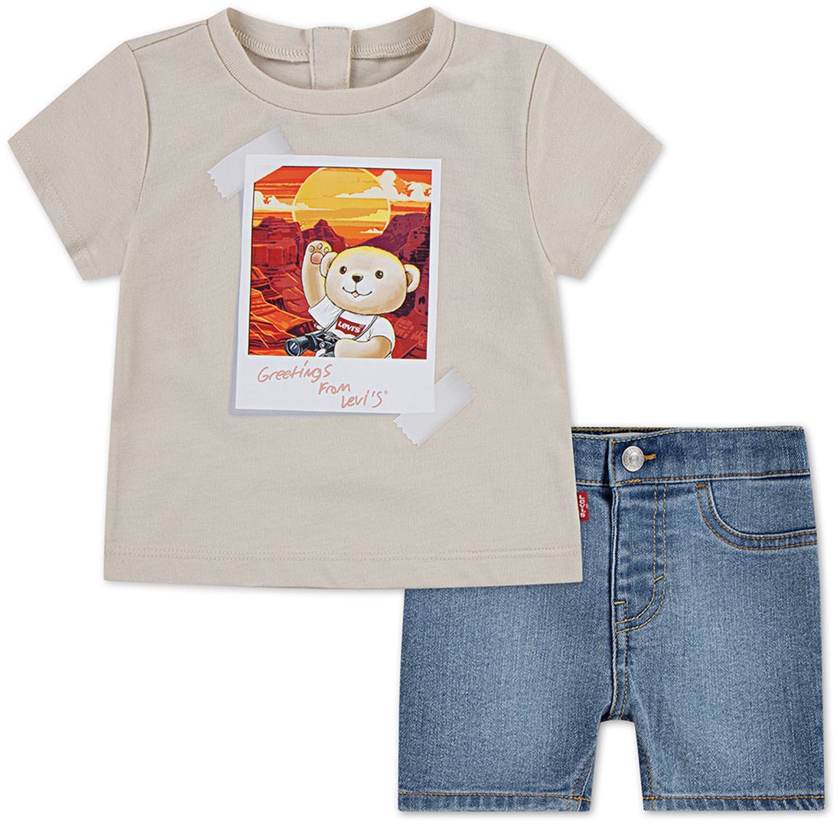 Levi´s ® Kids Photo Op Denimset Beige 24 Months Jongens,Meisjes